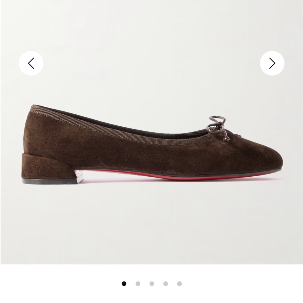 Christian Louboutin Brown Suede Ballet Flats with Bow